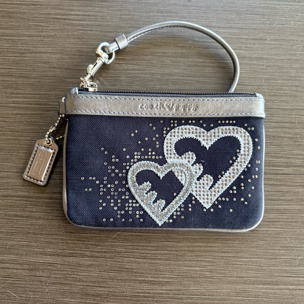 Coach Poppy Crystal Heart Wristlet (Blue/Silver) Limited Edition - Picture 3 of 11